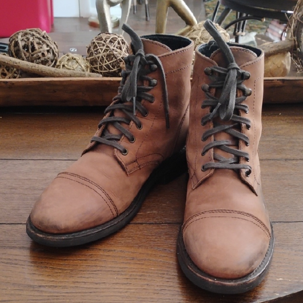 THURSDAY BOOT COMPANY Brown Leather Lace-Up Boots